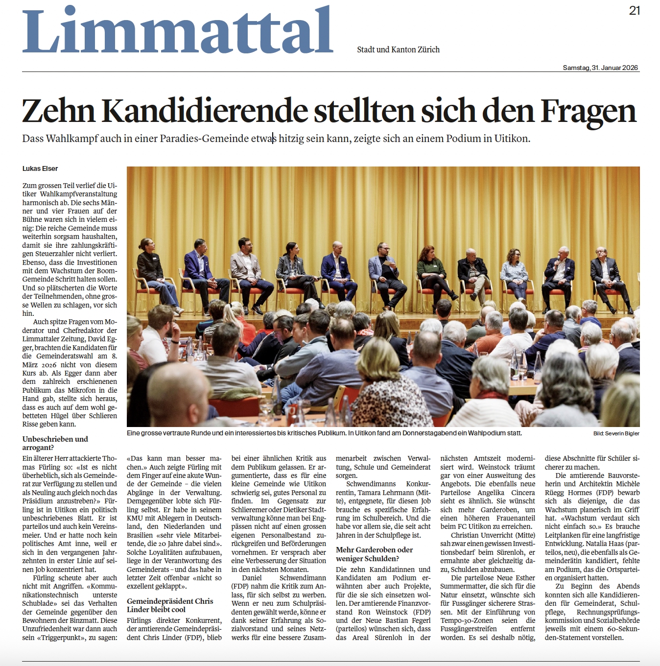 Artikel in der Limmattaler Zeitung am 29.1.26